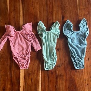 Baby Ribbed Ruffled One Piece Set - Pink, Green, Blue